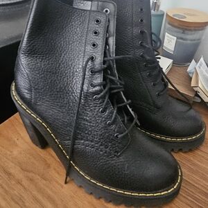 Dr. Martens Black Combat Boots with Yellow Stitching